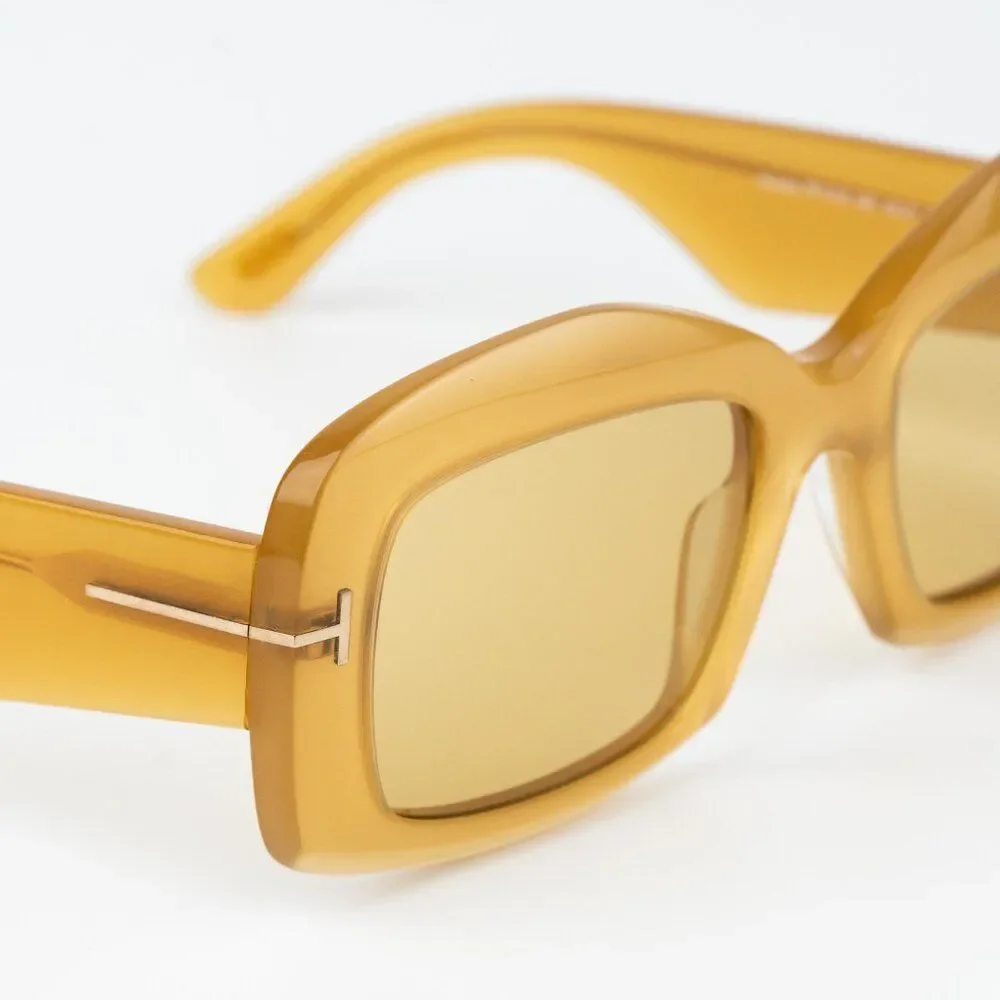 Tom Ford VENETIA Men Sunglasses Yellow Brown Rectangle FT1218 39E NEW AUTHENTIC